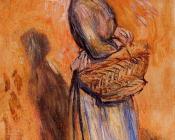 Peasant Woman Standing in a Landscape - 皮埃尔·奥古斯特·雷诺阿